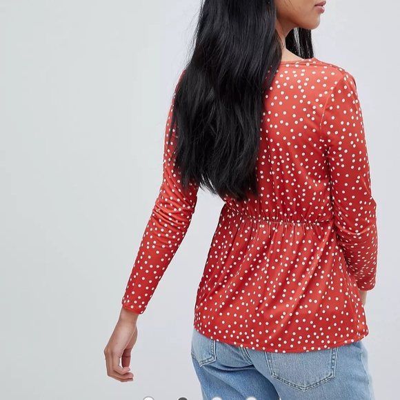 ASOS Petite Red Top with Dotted Pattern - Picture 2 of 7